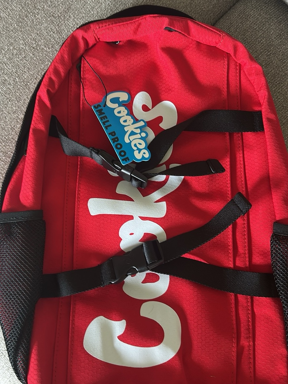 Red Backpack with Bold Logo